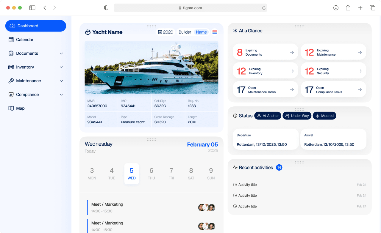 Nauticare dashbard in browser